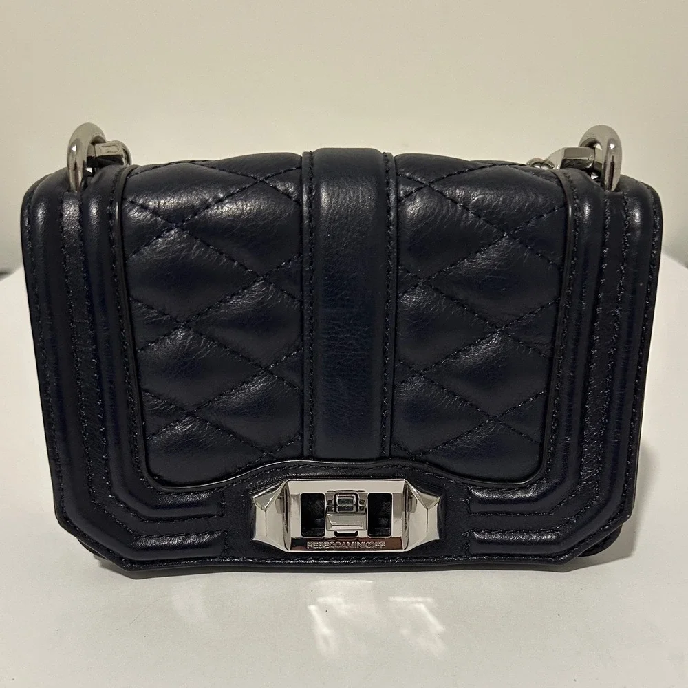Rebecca Minkoff Mini Love‎ Quilted Leather Crossbody Bag Navy Blue